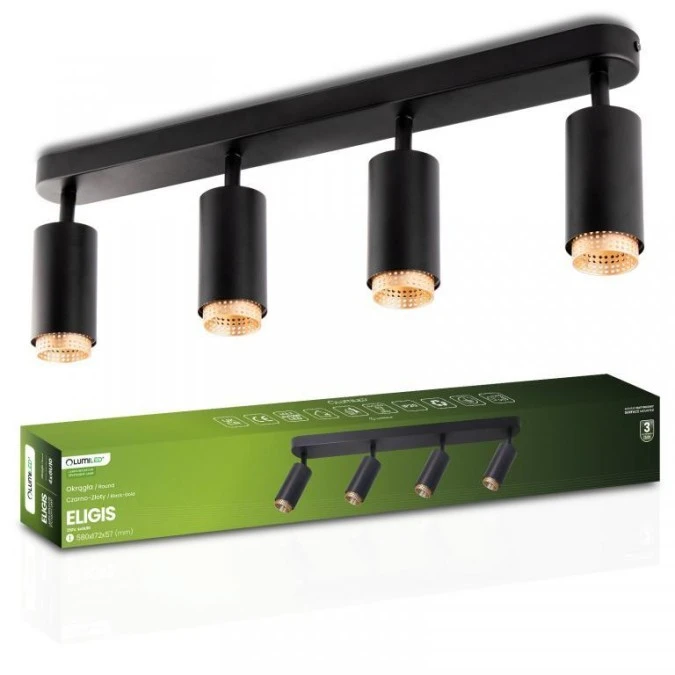 Lampa Sufitowa Reflektor 4x GU10 ELIGIS Czarny LUMILED - obrazek 2