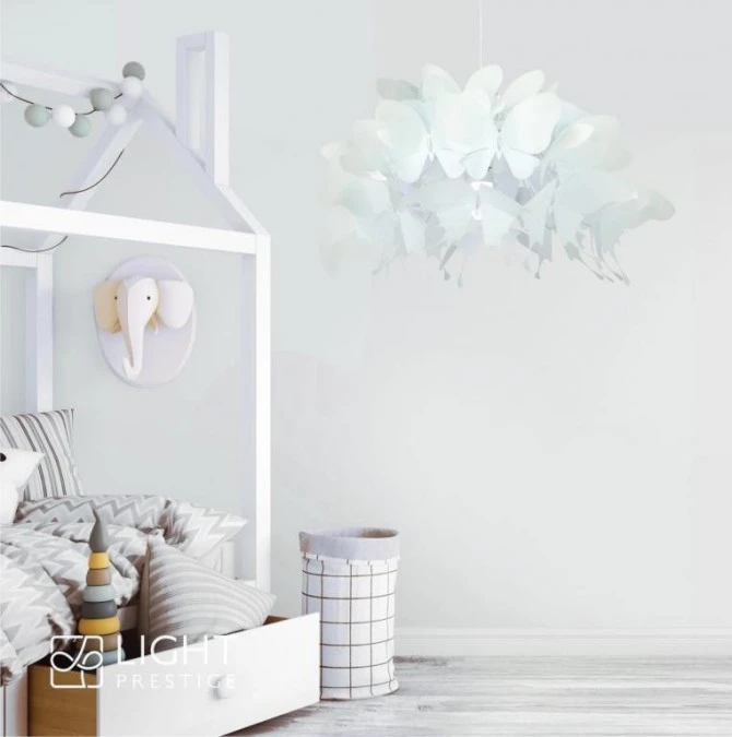 Lampa wisząca z rodziny Farfalla z białym designerskim kloszem motyle LP‑3439/1P WHITE Light Prestige - obrazek 2