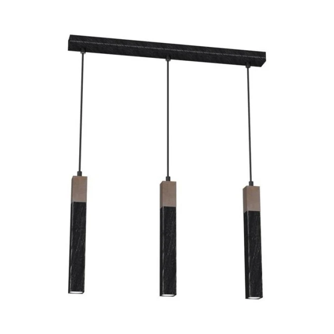 Lampa wisząca SOLO SAWN BLACK / PATINATED WOOD 3x mini GU10 MLP7470 Milagro - obrazek 1