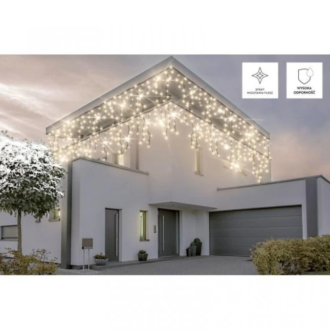 Lampki Bulinex kurtyna sople 200led biały ciepły 9.6m biały ciepły flesz gruby przewód - obrazek 2