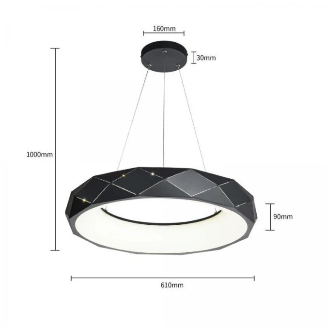 Lampa wisząca REUS z nowoczesnym źródłem LED 4000K do salonu LP‑8069/1P LED BK Light Prestige - obrazek 2