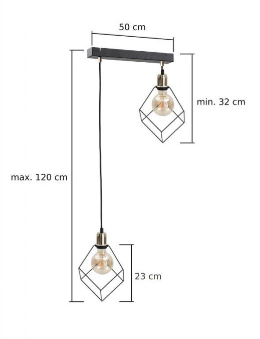 Lampa wisząca loftowa 2xE27 RUBEN GOLD - obrazek 2