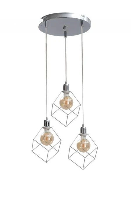 Lampa wisząca loftowa 3x E27 RUBEN SILVER - obrazek 1