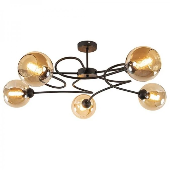 Lampa sufitowa nowoczesna 5xE27 VESPER BLACK/HONEY - obrazek 1