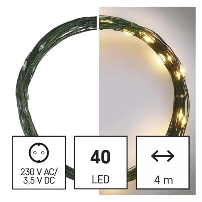 Lampki choinkowe XMAS nano TIMER 2,4W 40LED 4m IP44 ciepły biały D3AW03 - obrazek 3