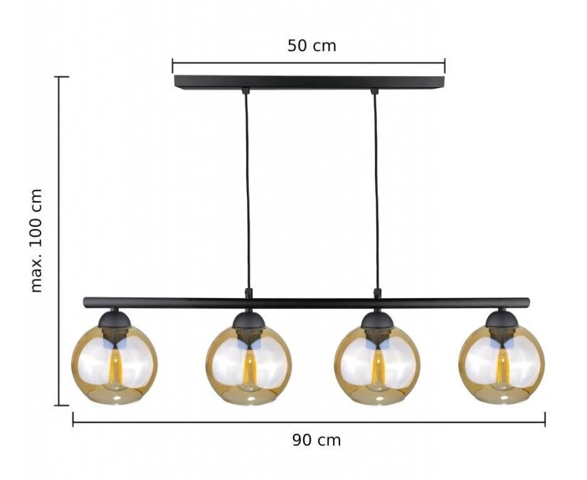 Lampa wisząca nowoczesna 4xE27 AMARUS BLACK LONG - obrazek 3