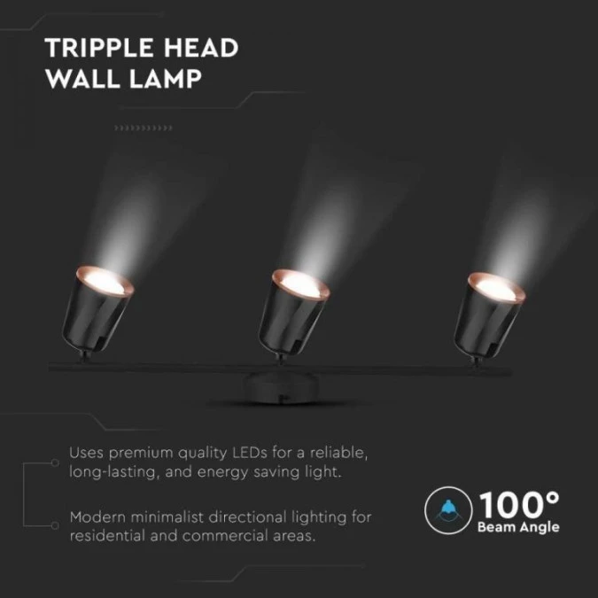 Lampa Ścienna LED 15W 1620lm 4000K IP20 Czarny 218261 - obrazek 3