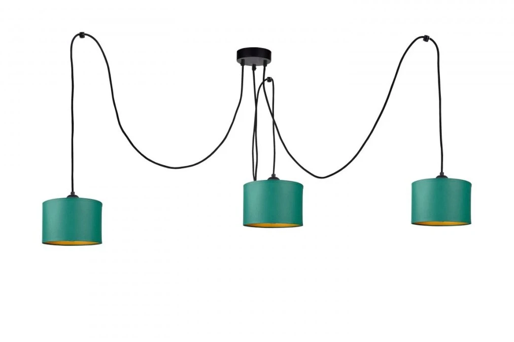 Lampa wisząca nowoczesna abażur 3xE27 FLOW GREEN LONG - obrazek 1