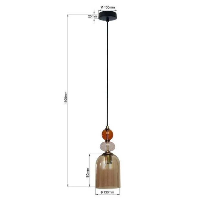 Lampa wisząca Tropea 1xE27 bursztynowa, średnia LP‑2004/1P M AM Light Prestige - obrazek 2