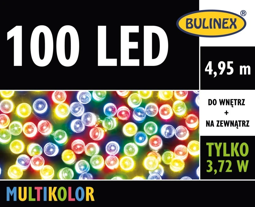 Lampki Bulinex 100led multikolor 4,95m sznur - obrazek 1