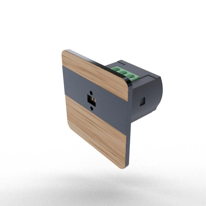 Laserowy czujnik odległości 9‑27V DC (schodowy czujnik ruchu) montaż w puszce fi32 kolor dąb antracyt DRL‑12‑89
