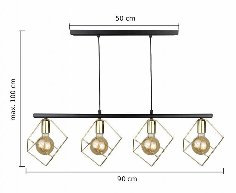 Lampa wisząca nowoczesna 4xE27 ARNICA BLACK/GOLD LONG - obrazek 3