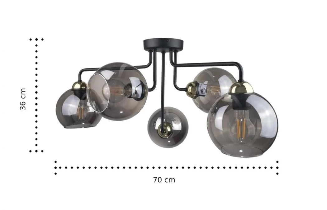 Lampa sufitowa nowoczesna 5xE27 COSMO BLACK/GOLD - obrazek 3