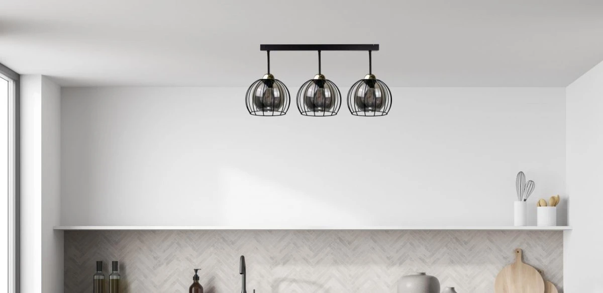 Lampa sufitowa nowoczesna loftowa 3xE27 SOLO BLACK/GOLD - obrazek 2