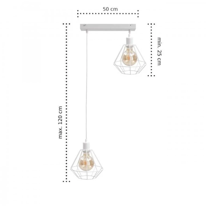Lampa wisząca loftowa 2xE27 FOSKAL WHITE - obrazek 2