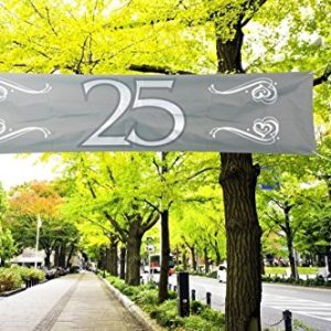 Folat 21482 Baner na Imprezę Urodzinową, Motyw „25”, Srebrny, 180 x 40 cm Folat 21482 Baner na Imprezę Urodzinową, Motyw „25”, Srebrny, 180 x 40 cm