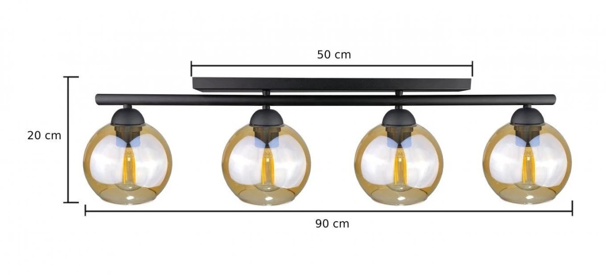 Lampa sufitowa nowoczesna 4xE27 AMARUS BLACK - obrazek 3