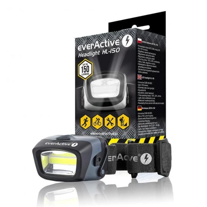 Latarka czołowa, czołówka diodowa everActive HL‑150 - obrazek 1