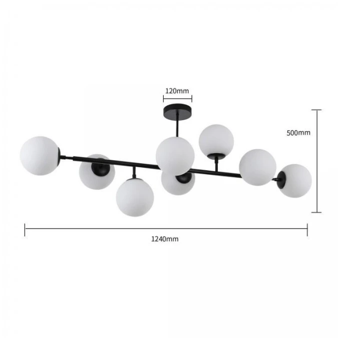 Lampa wisząca czarna DORADO 8 LP‑002/8P BK Light Prestige - obrazek 2
