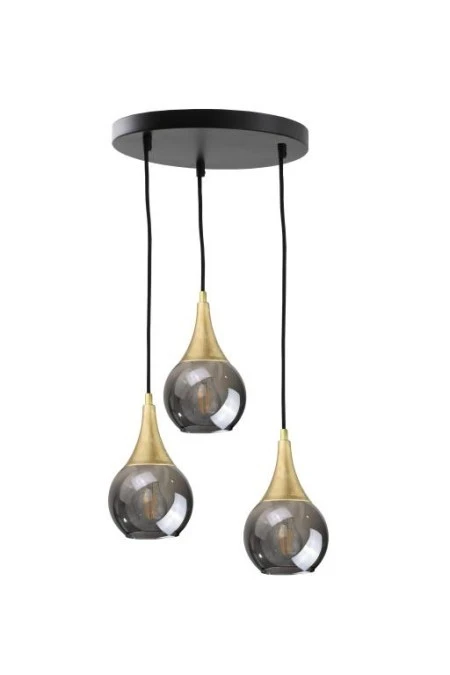 Lampa wisząca nowoczesna 3x E27 LACRIMA SMOKY/GOLD - obrazek 1