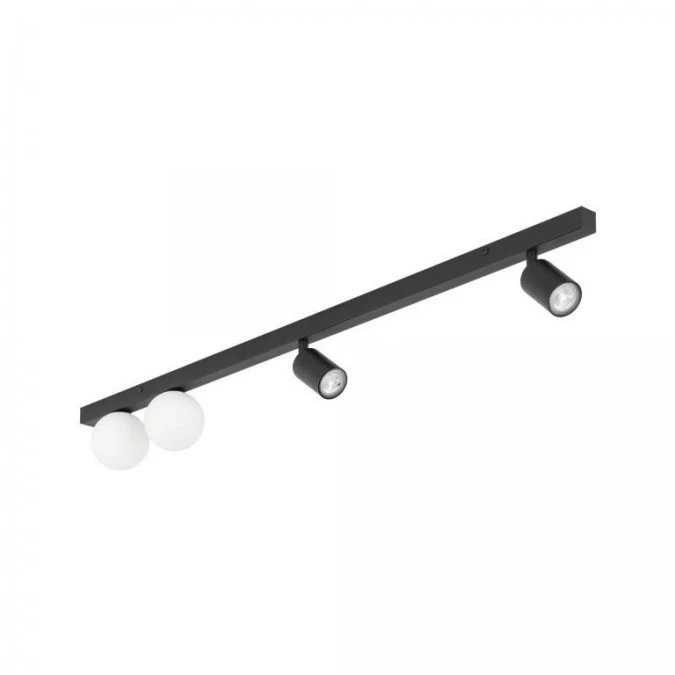 Lampa sufitowa listwa 115cm ze spotami i kulistymi, szklanymi kloszami VOX 10002 biało‑czarna TK Lighting - obrazek 1