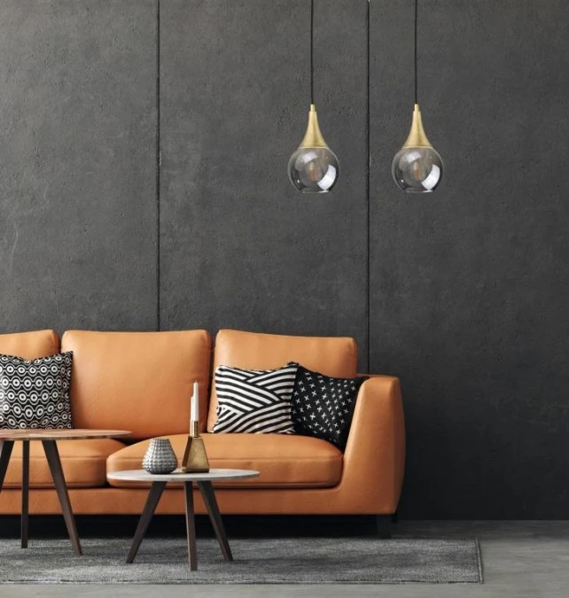 Lampa wisząca nowoczesna 2xE27 LACRIMA SMOKY/GOLD - obrazek 2