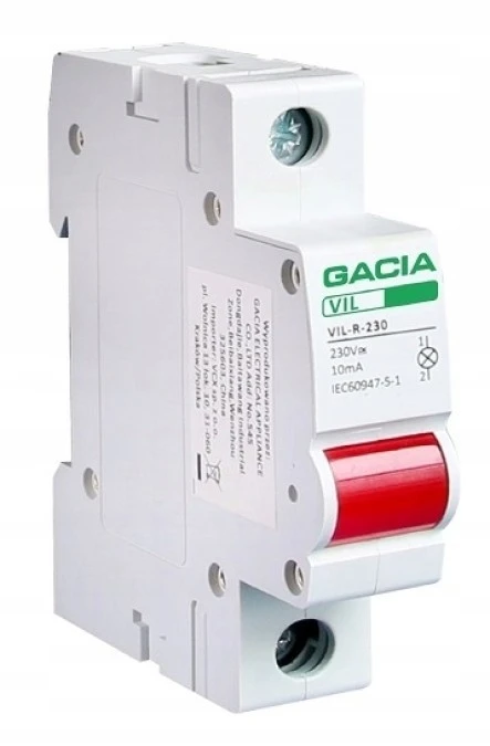 Lampka kontrolna modułowa 1F 230V czerwona - obrazek 1