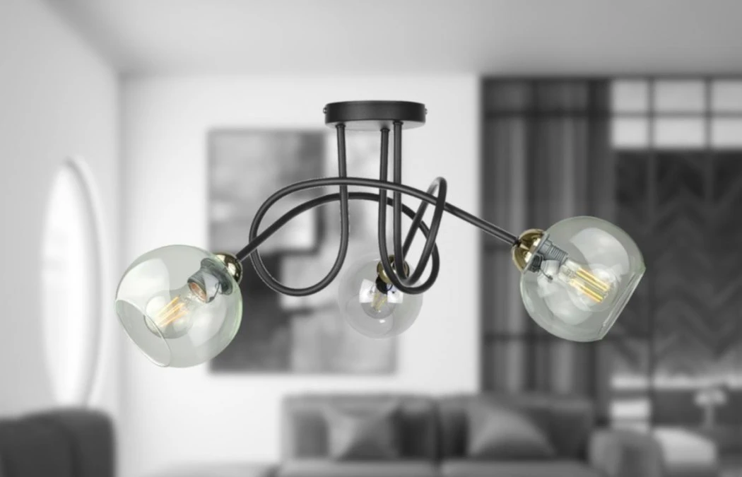 Lampa sufitowa nowoczesna 3xE27 EVIE BLACK/GOLD - obrazek 3