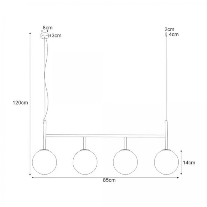 Lampa wisząca FARO czarna z białymi szklanymi kloszami Ø14 cm nad stół K‑4883 Kaja Lighting - obrazek 2