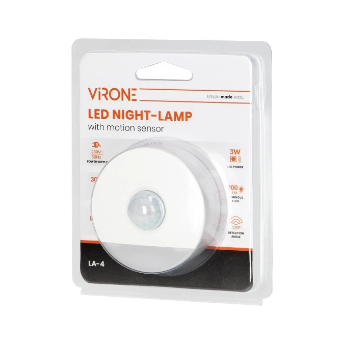 Lampka nocna LED z czujnikiem ruchu, z funkcją korytarzową 0,2W/3W, 200lm,LA‑4 - obrazek 2