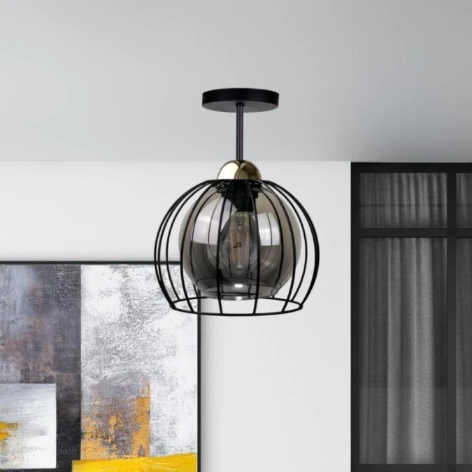 Lampa sufitowa nowoczesna loftowa 1xE27 SOLO BLACK/GOLD - obrazek 2