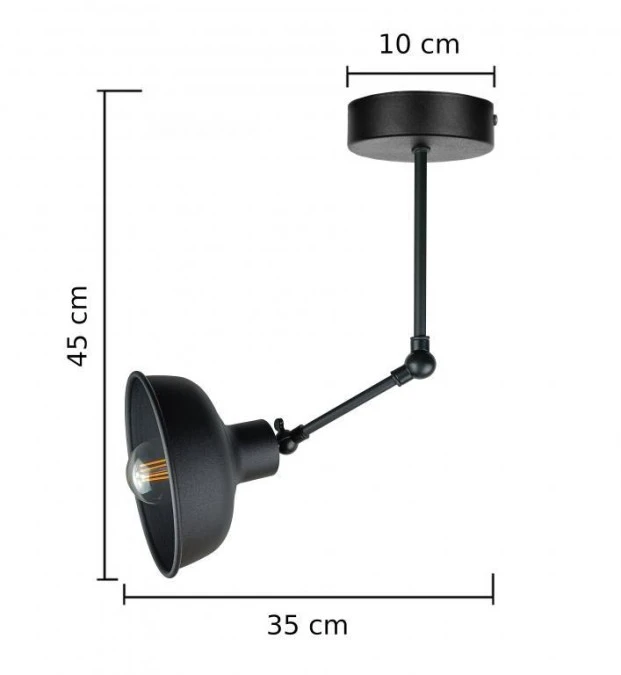 Lampa sufitowa nowoczesna 1xE27 HERMES BLACK - obrazek 3