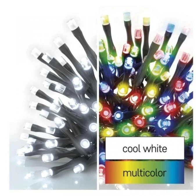 Lampki choinkowe 100LED 10m, 2 w 1 zimna biel lub multikolor, czarny, 8 programów, IP44 D4AJ01 - obrazek 3