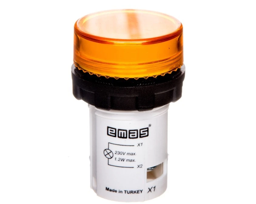 Lampka sygnalizacyjna MB z LED, monoblok, 230V AC, płaski klosz, żółta T0‑MBSD220S - obrazek 1