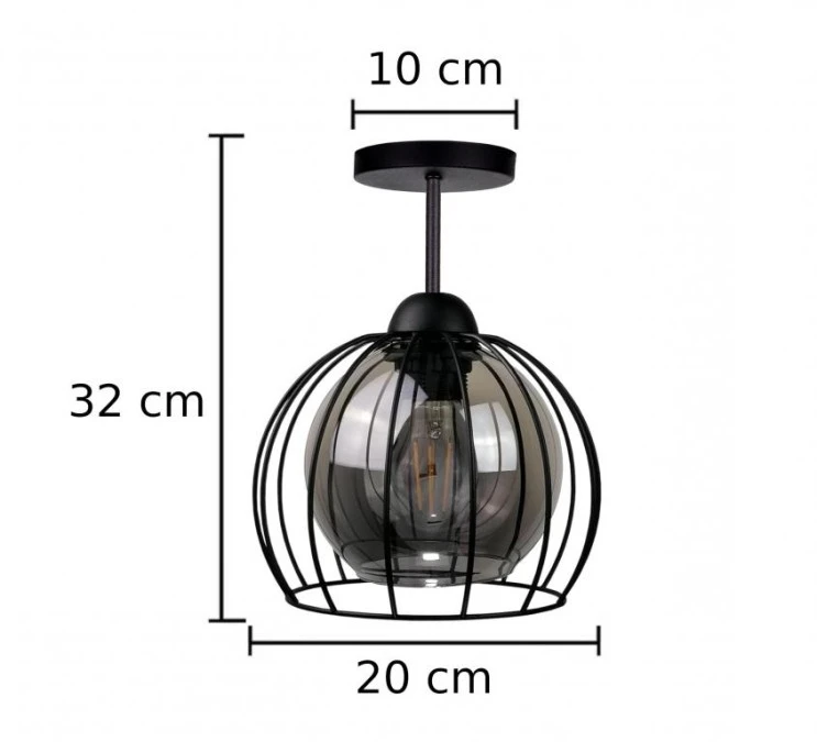 Lampa sufitowa nowoczesna loftowa 1xE27 SOLO BLACK - obrazek 3