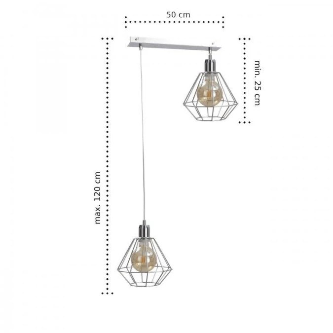 Lampa wisząca loftowa 2xE27 FOSKAL SILVER - obrazek 2