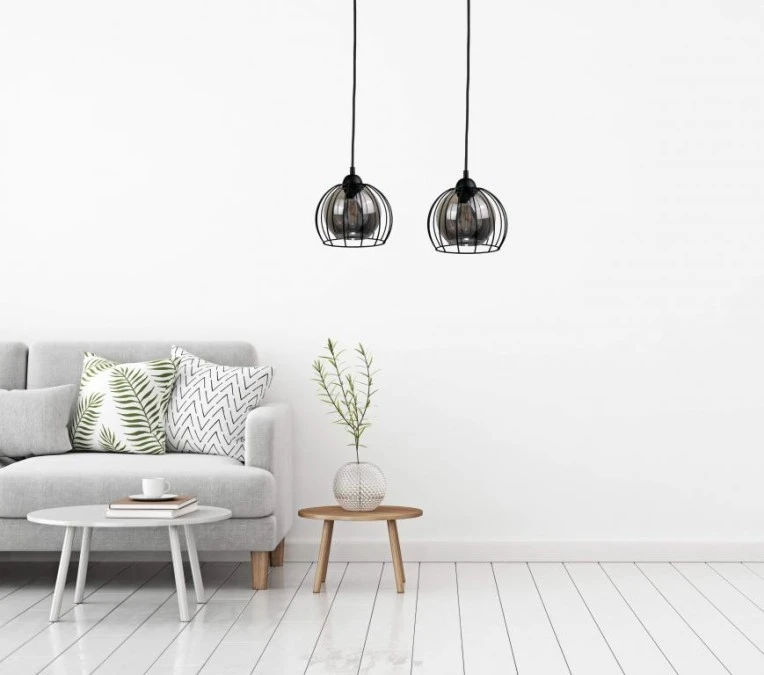 Lampa wisząca loftowa nowoczesna 2xE27 SOLO BLACK - obrazek 2