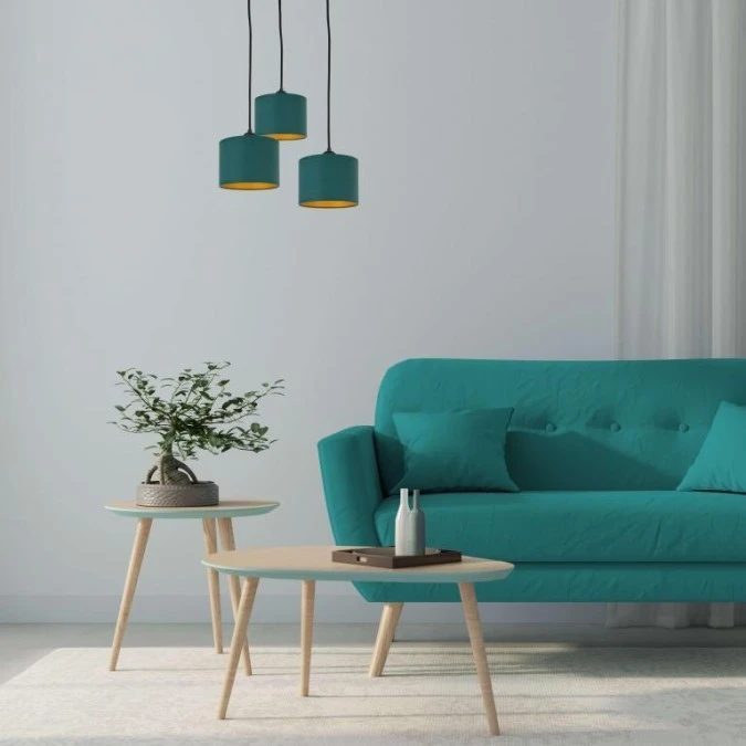 Lampa wisząca nowoczesna abażur 3x E27 FLOW GREEN - obrazek 2