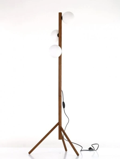 Lampa podłogowa z serii ESTERA WOOD, drewniany stelaż orzech, szklane klosze G9 16045 TK Lighting - obrazek 2