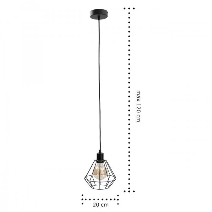 Lampa wisząca loftowa 1xE27 FOSKAL BLACK - obrazek 2