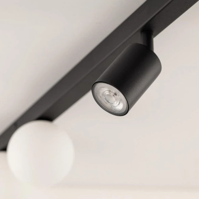 Lampa sufitowa listwa 115cm ze spotami i kulistymi, szklanymi kloszami VOX 10002 biało‑czarna TK Lighting - obrazek 3