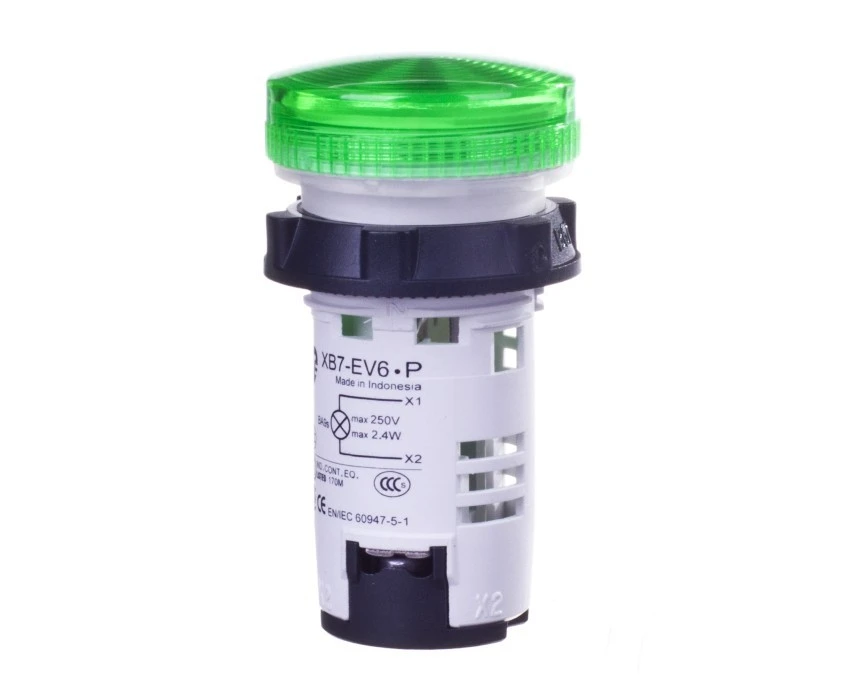 Lampka sygnalizacyjna 22mm zielona 230V AC/DC XB7EV63P (bez żarówki) - obrazek 1