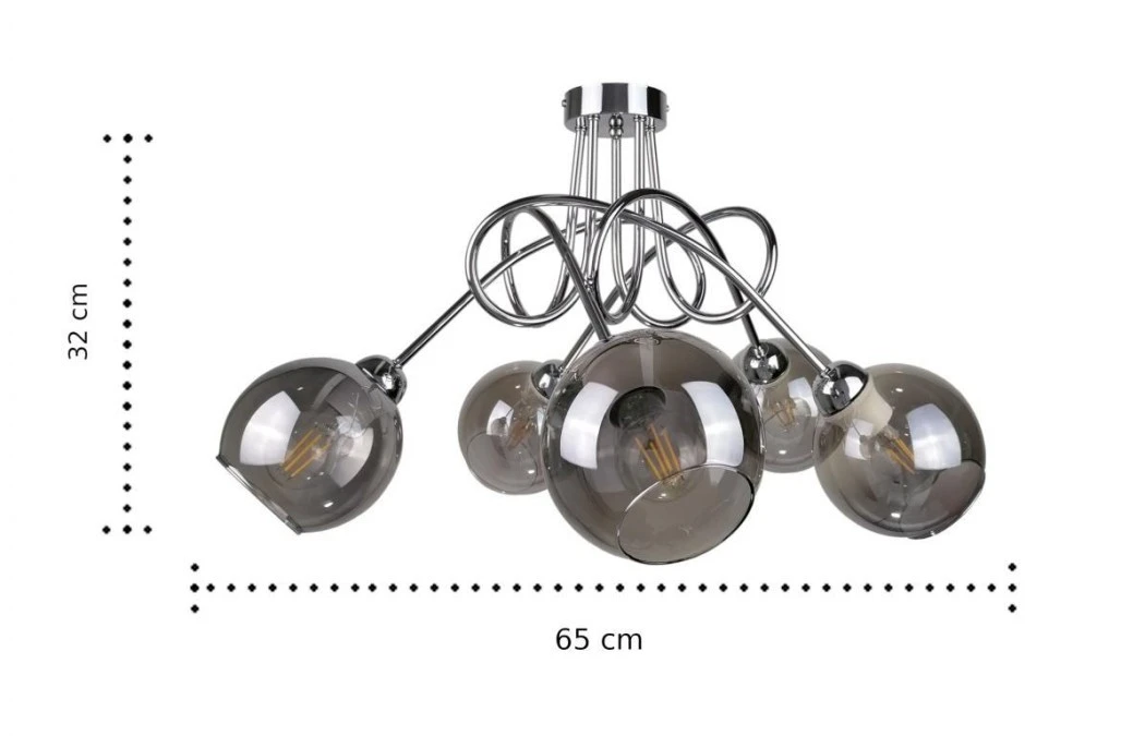 Lampa sufitowa nowoczesna 5xE27 RING SILVER - obrazek 3