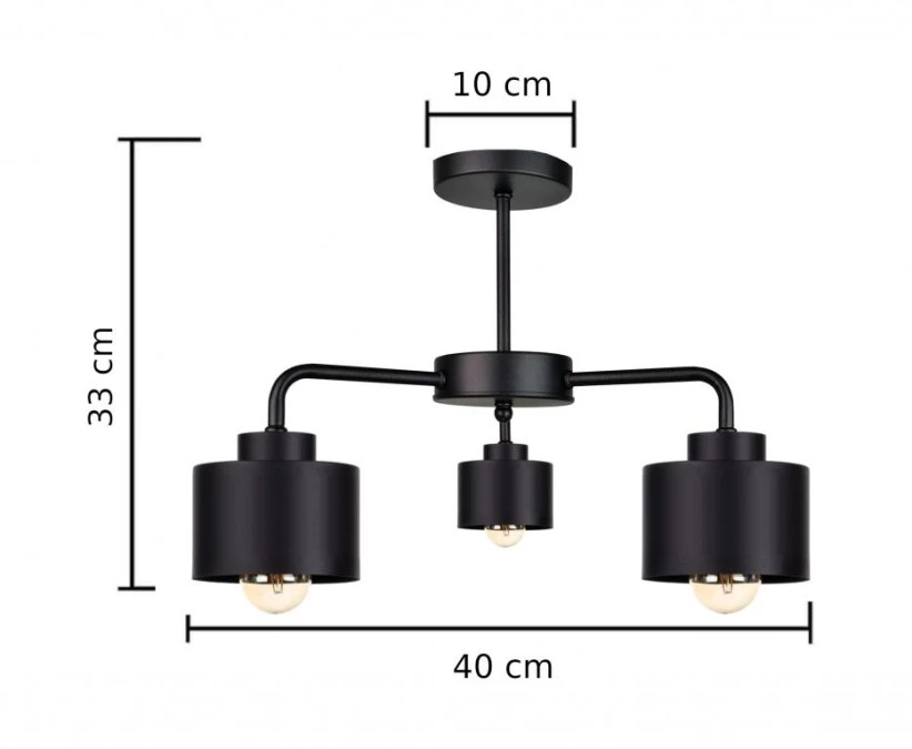 Lampa sufitowa nowoczesna 3 xE27 SIMPLY BLACK - obrazek 2