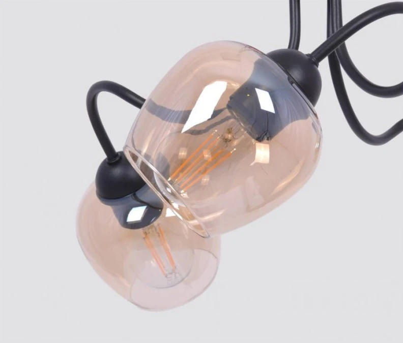 Lampa sufitowa z trzema ramienicami DIUNA czarna, szklane bursztynowe klosze na E27 K‑5190 Kaja Lighting - obrazek 3