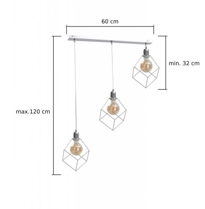 Lampa wisząca loftowa 3xE27 RUBEN SILVER - obrazek 2