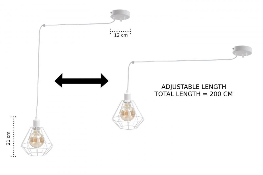Lampa wisząca loftowa 5xE27 FOSKAL WHITE - obrazek 2