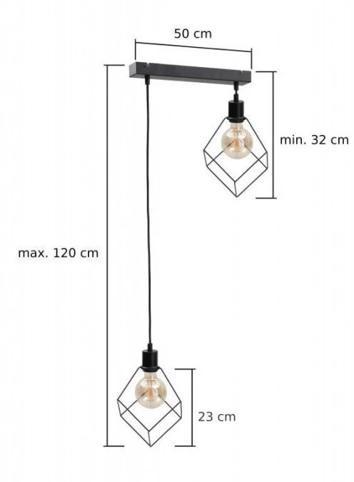 Lampa wisząca loftowa 2xE27 RUBEN BLACK - obrazek 2