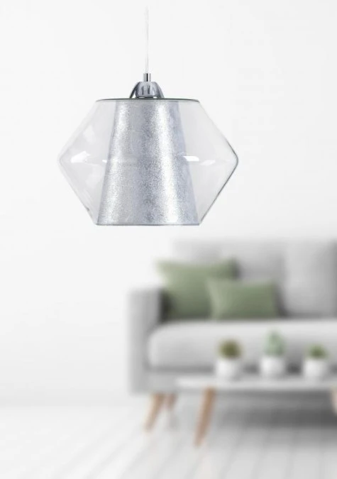 Lampa wisząca nowoczesna z abażurem1xE27 RODES SILVER - obrazek 2
