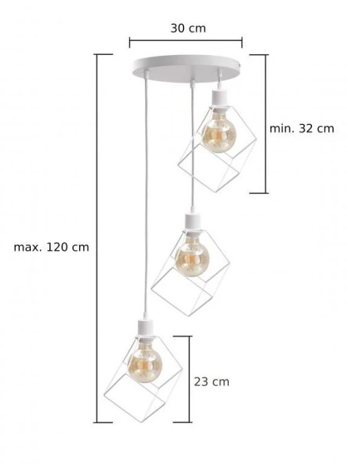 Lampa wisząca loftowa 3x E27 RUBEN WHITE - obrazek 2